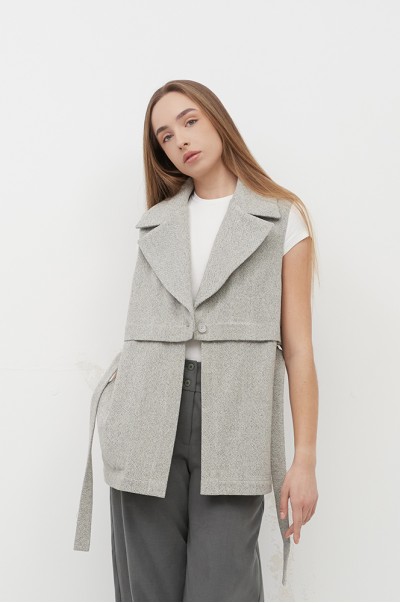 Камізелька твід світлий сірий (КА 104)